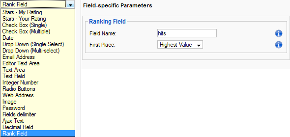 Rank Field Parameters